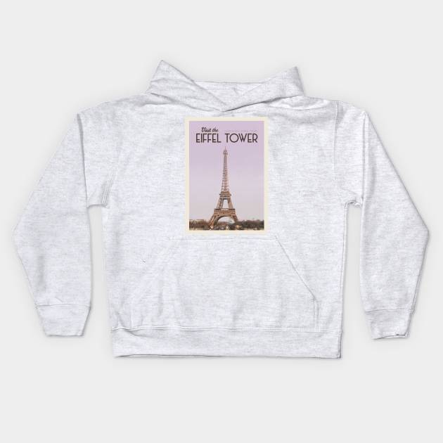 Visit Eiffel Tower Kids Hoodie by Mercury Club